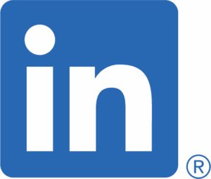 LinkedIn logo with blue background and white letters.