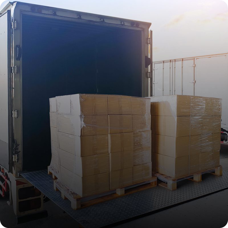 Pallets loaded onto a truck