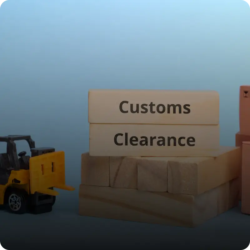 Wooden blocks with customs clearance text